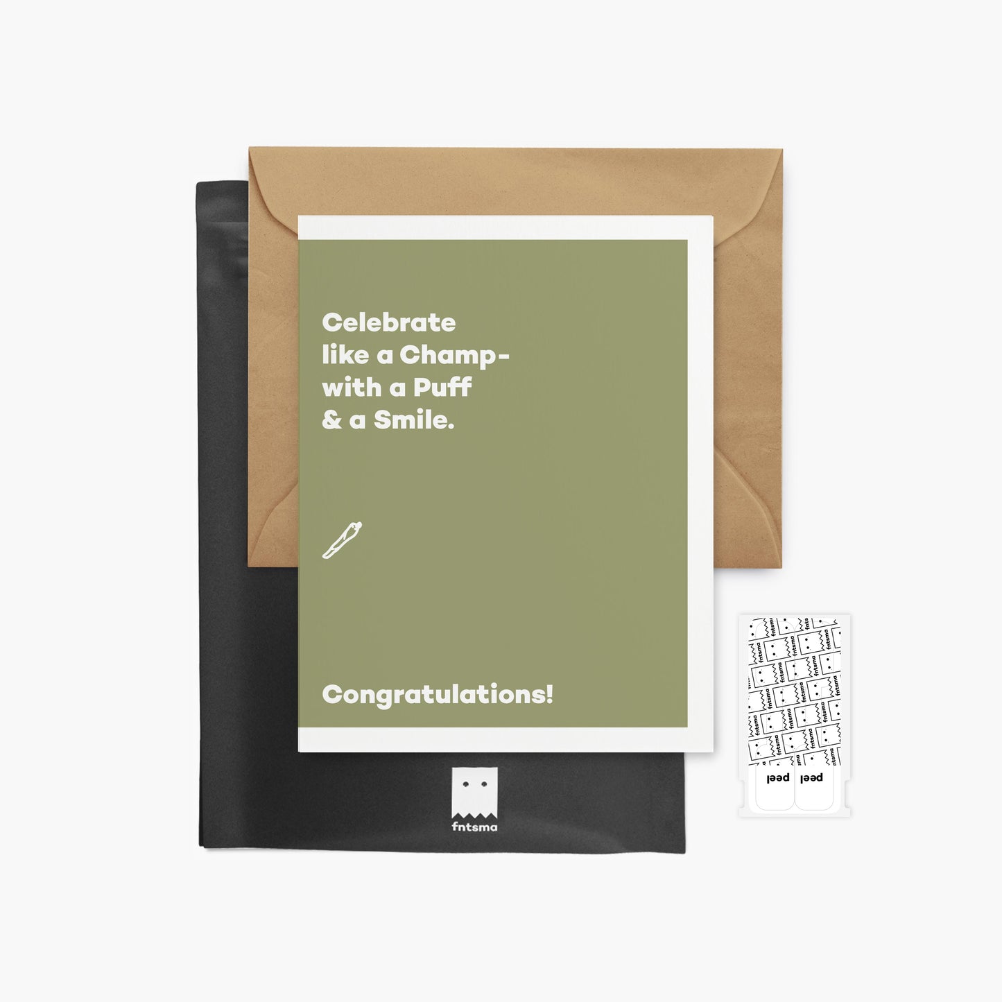 Celebrate like a Champ- with a Puff & a Smile. - Congratulations greeting card