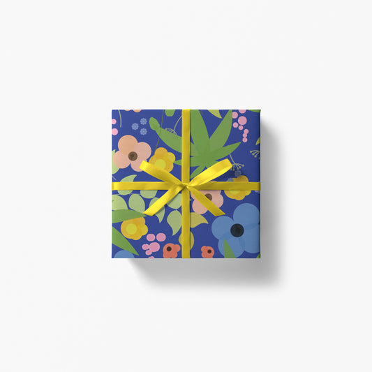 box with yellow laced bow wrapped in mary jane blossoms gift wrap by fntsma