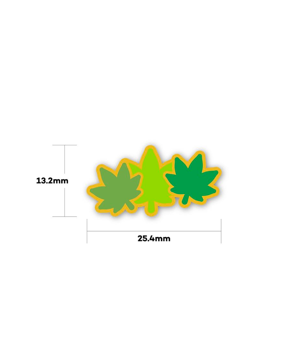 13.2mm by 25.4mm three leaf weed enamel pin