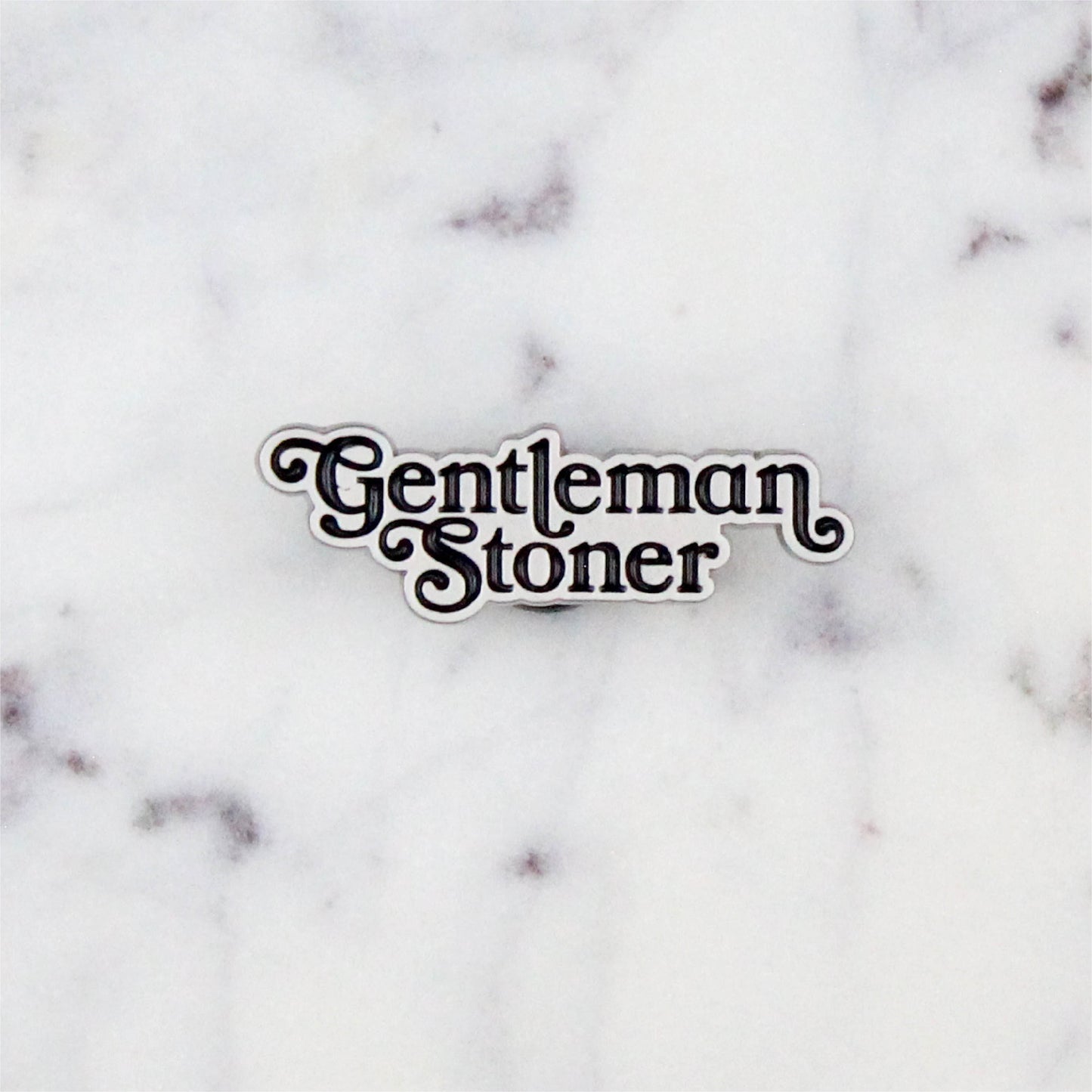 silver gentleman stoner enamel pin by fntsma